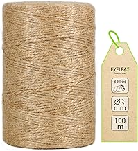 Jute Ribbon, 2-3 mm Thick, Binding Yarn, Garden Cord, Craft Cord, Roll with 100 m, 100% Jute Yarn, Natural Colour