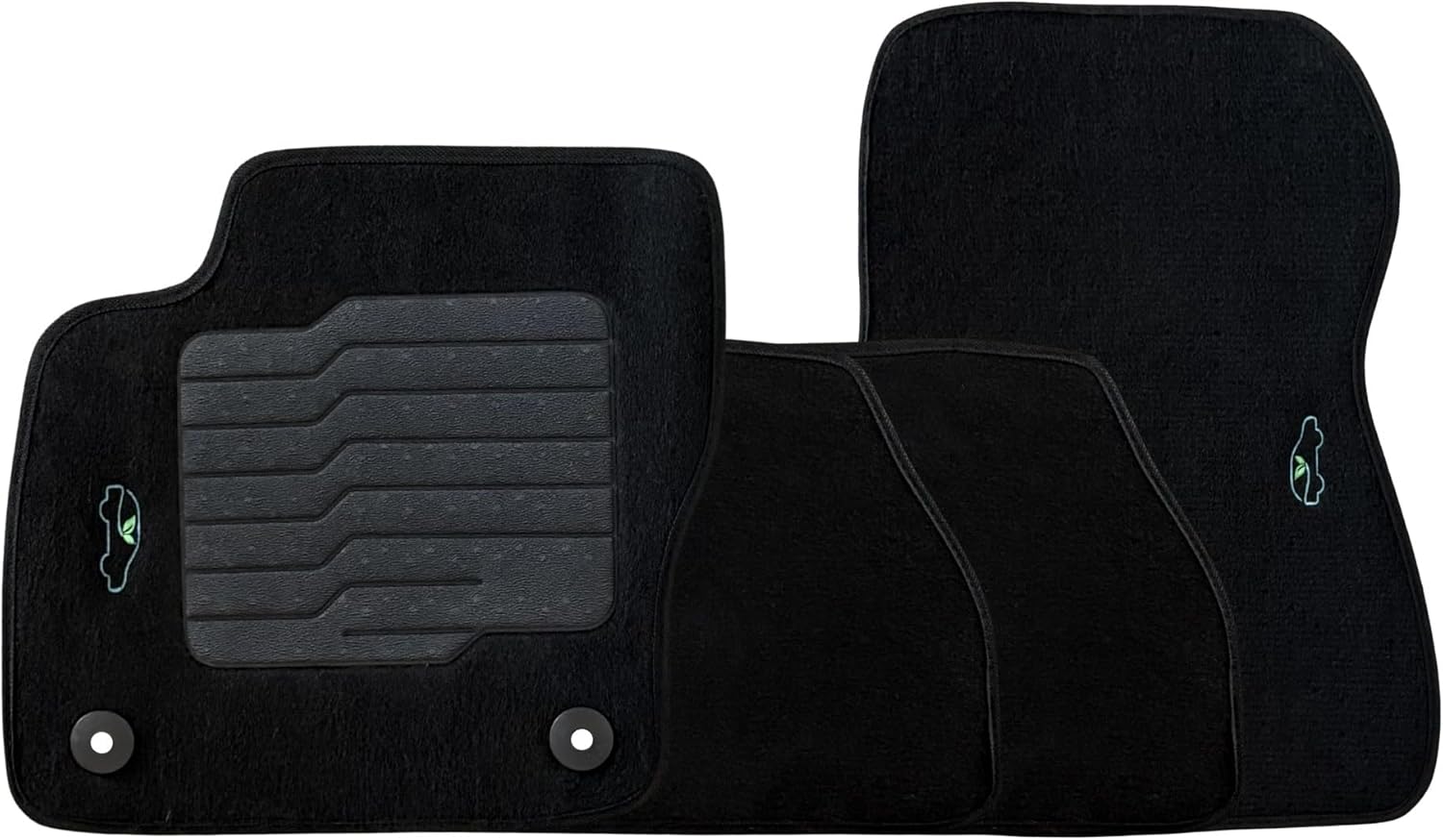 CycledMats Carpet Floor Mats Custom Fit for 2012 to 2018 Ford Focus Hatch and Focus Sedan, with Non-Slip Driver Heel Pad and Safety Locks, Front and Rear Set, Black