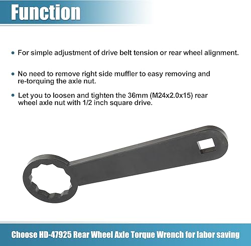 Miniatura 6 de Motoforti Herramienta de llave de tuerca de eje trasero de 1.417 in para motocicleta Harley Davidson Touring - HD-47925, ajuste de tensión