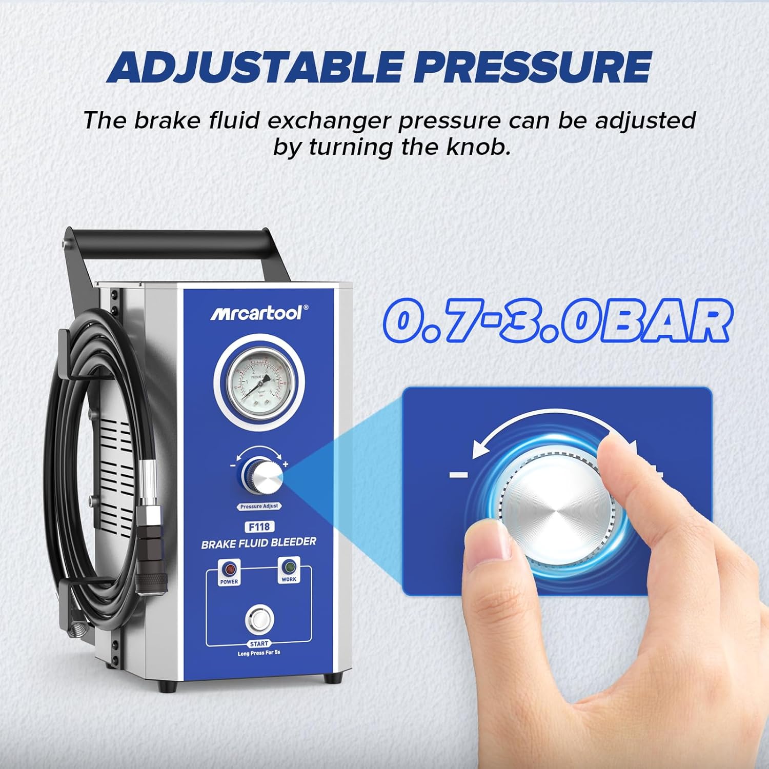 MR CARTOOL F118 Electric Brake Bleeder Kit, 110V Automotive Brake Fluid Oil Exchanger Machine with 7 Master Cylinder Adapters for Honda Toyota