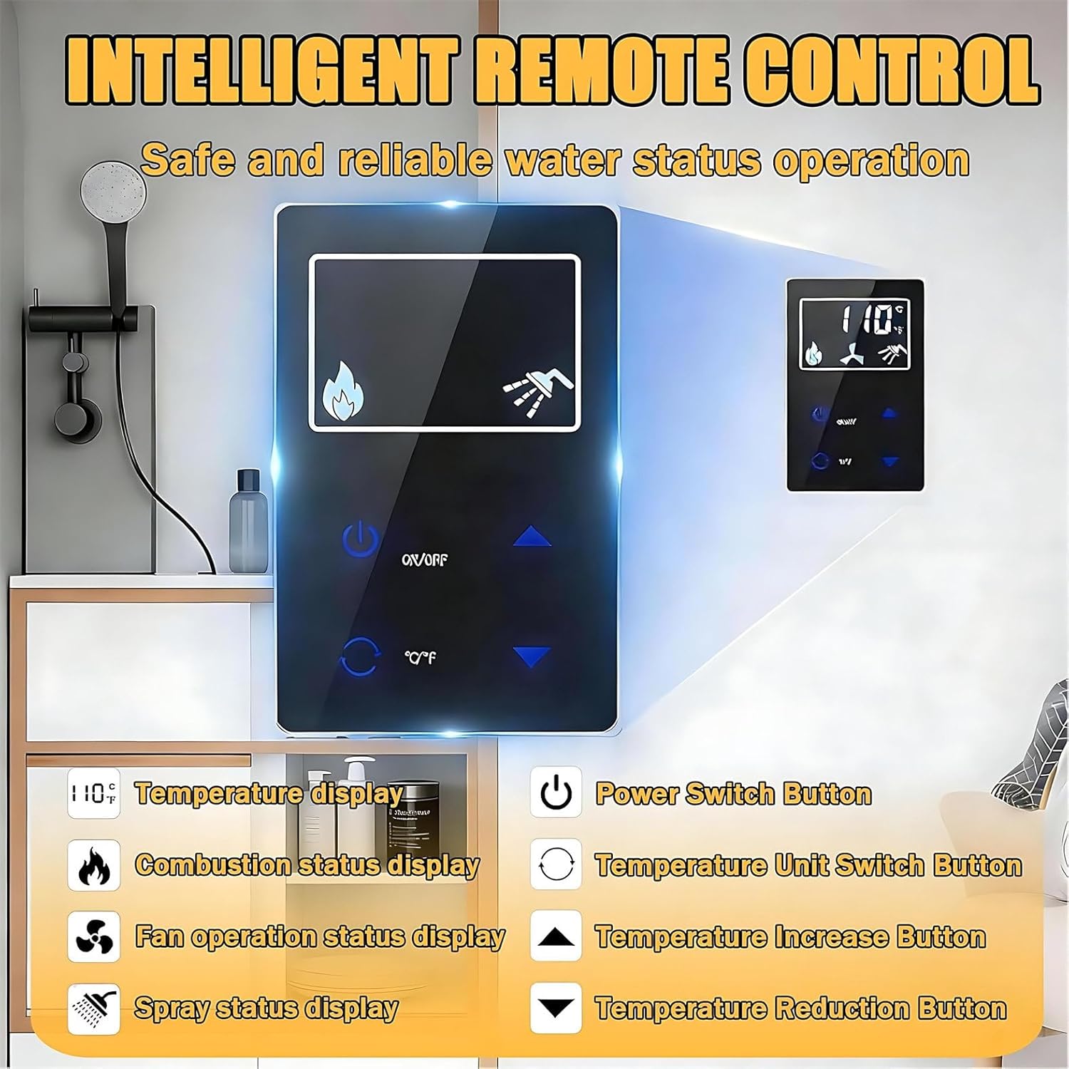55000 BTU RV Tankless Water Heater, 12V 3.9 GPM, On Demand Instant Hot Water Heater with Remote Controller & Dual Water Outlet, for Camping, Trips, RV, Pet Washing White
