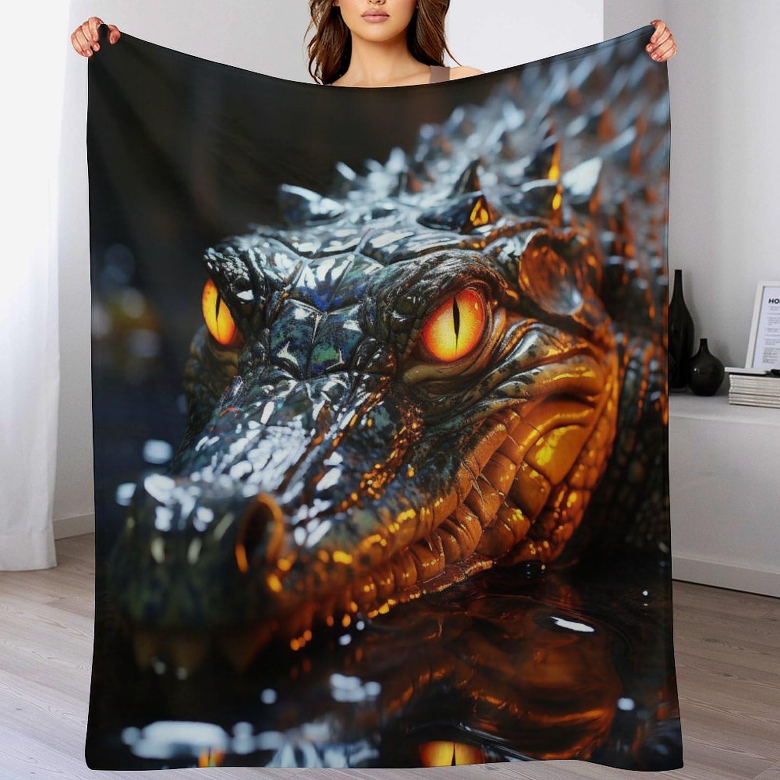 Couverture polaire haut de gamme en flanelle au relief crocodile élégant