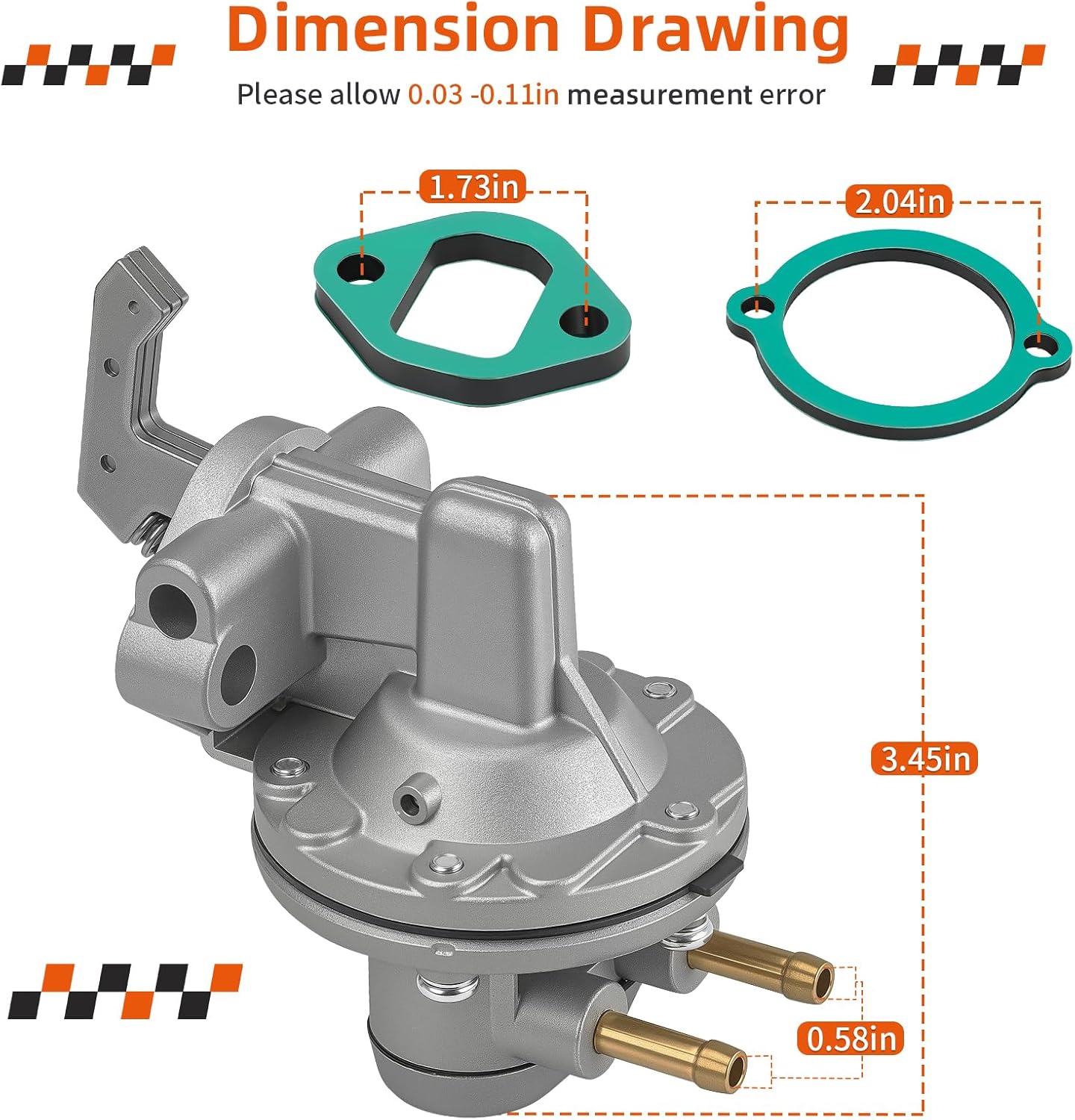 Fuel Pump w/Insulator Gaskets For Honda Gold Wing 1000 1100 GL1000 GL1100 GL1100I/A 1975-1983 16700-371-014
