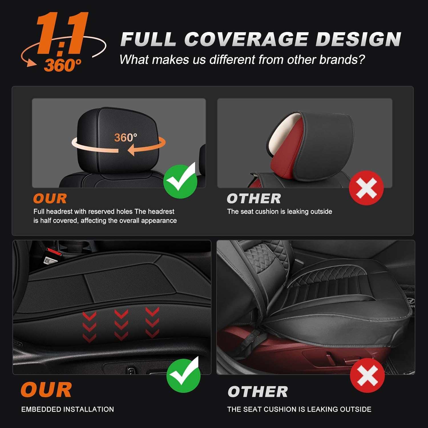AOMSAZTO Custom Fit Seat Covers for Chevy Colorado & GMC Canyon 2023 2024 2025 2026 Faux Leather Crew Cab Only Full Set 5 Seats, Black
