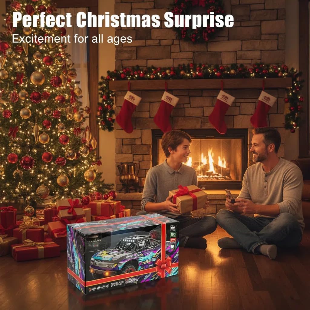 1/16 Hobby RC Race Truck, 30 MPH High Speed Remote Control 4WD Car, All Terrain Rock Crawler Truck for Boys 4X4 Off-Road Racing Car with 2 Batteries