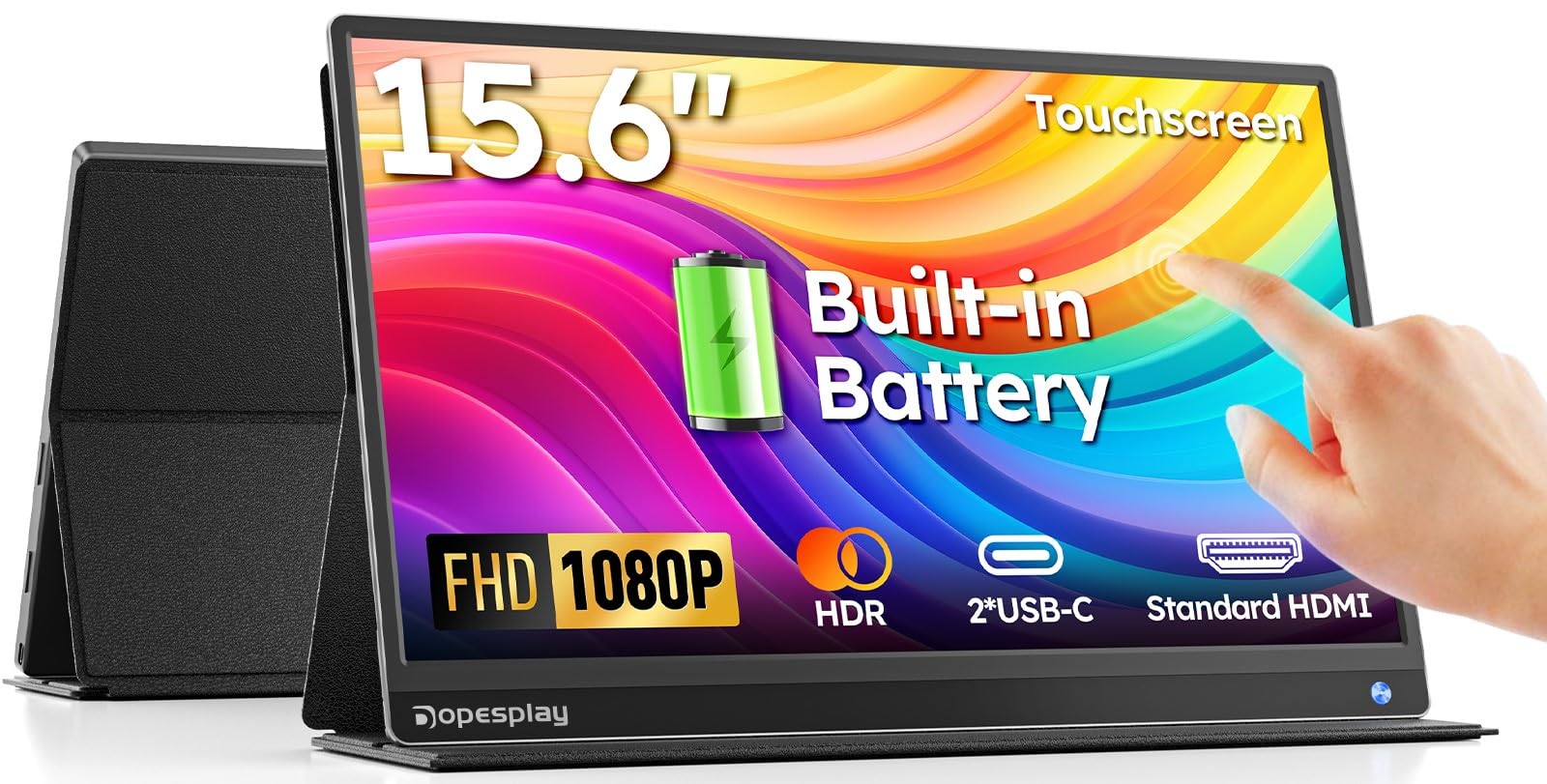 Portable Monitor for Laptop with Touchscreen, 15.6" FHD 1080P Second Laptop Monitor Extender with 5000mAh Battery for Laptops, MacBook, Phones, PS4/5, Xbox, Switch (NO Touch on iPhone)-image-20