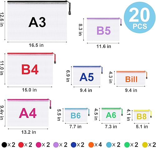 Miniatura 9 de Bolsa con cremallera, tamaño A3, bolsas extra grandes con cremallera, 12 bolsas impermeables con cremallera para almacenamiento de juegos de mesa de