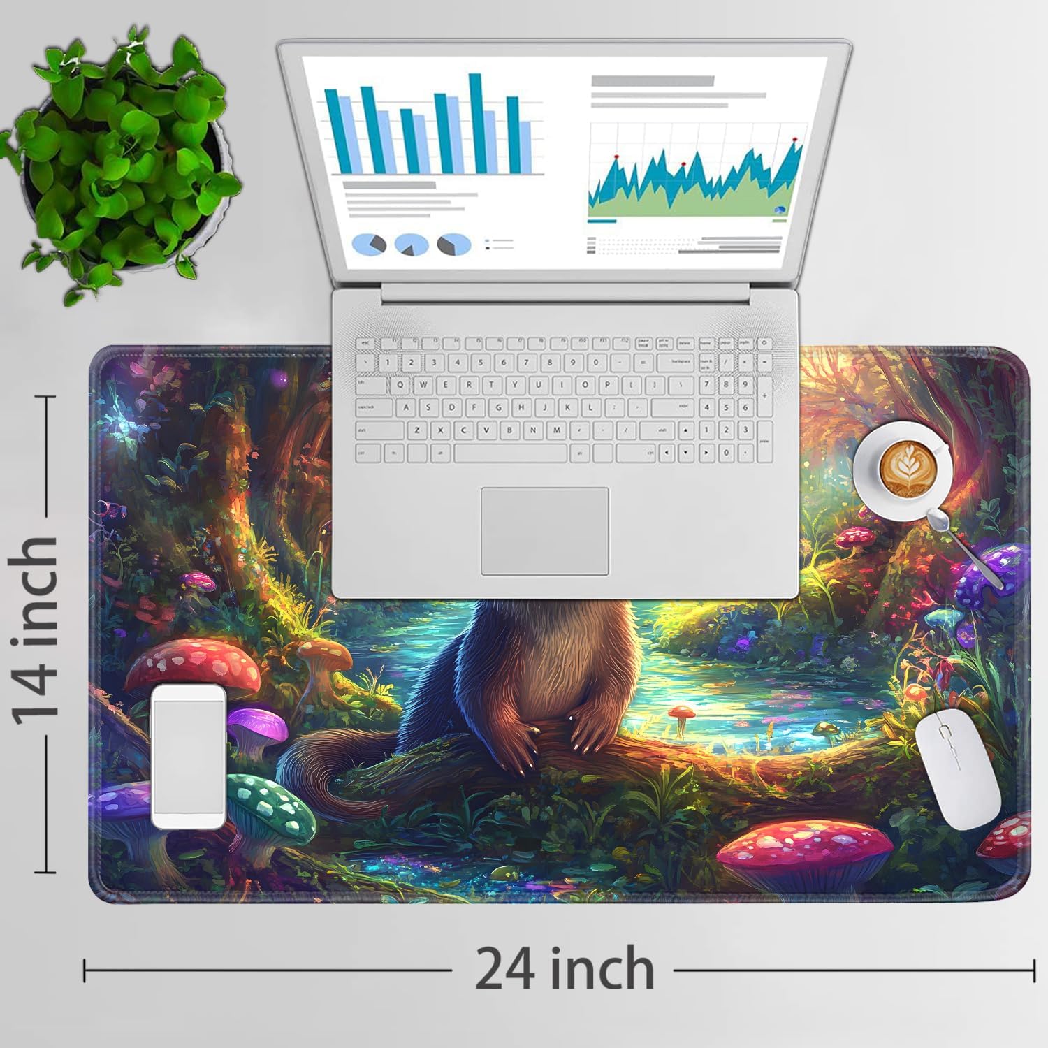 for MTG Game Playmat - 24 x 14 inches with Dices and Storage Bags, Non-Slip Base for TCG and Board Game Card Mats, Trading Card Games Mat, Forest Cute Otter Pattern Collectible Card Playmats