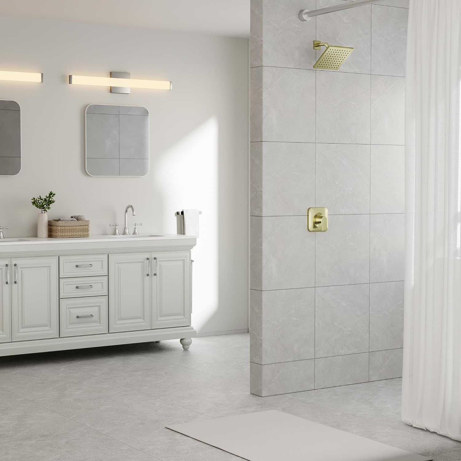 T2472EPBG Genta LX Brushed Gold High-Pressure Balancing Modern Shower Trim, Compatible with Moen 2510 Valve, including 6.5 inch Showerhead, Shower Arm, Shower Lever Handle