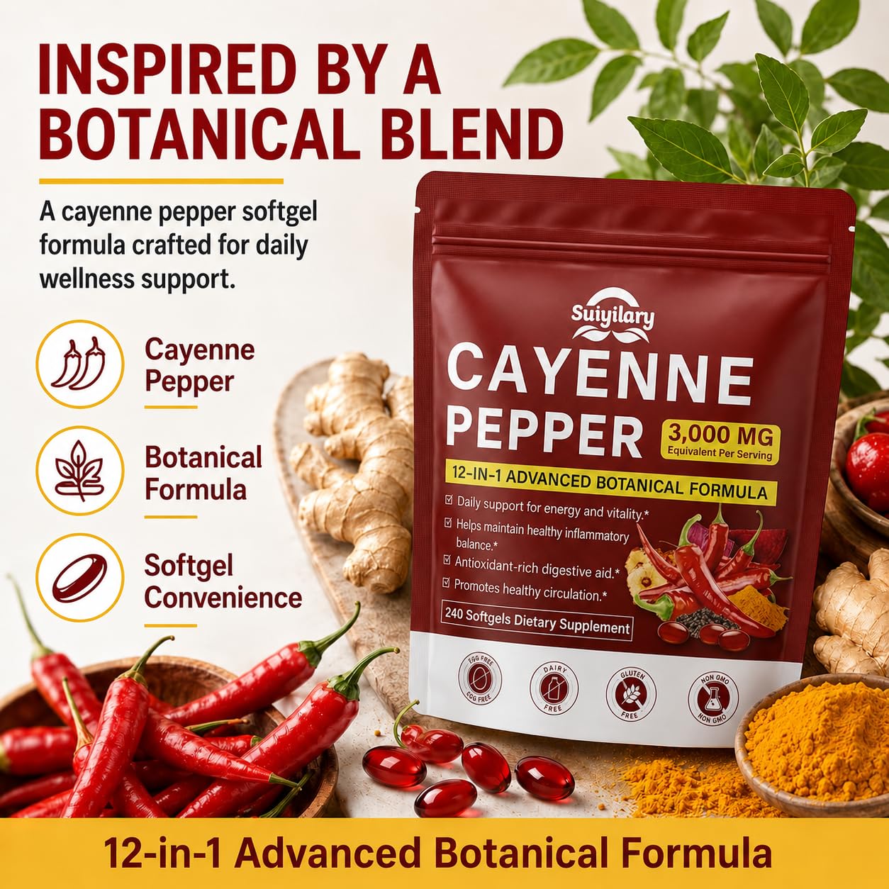 Cayenne Pepper Softgels Capsules, Capsaicin Supplements, Supports Leg Vein, Heart, Blood Vessel Health, 12-in-1 Extracts blend Vitamin E D3+K2, Grape Seed, Hawthorn, Beetroot, Berberine (240 count) — Amazon image 7