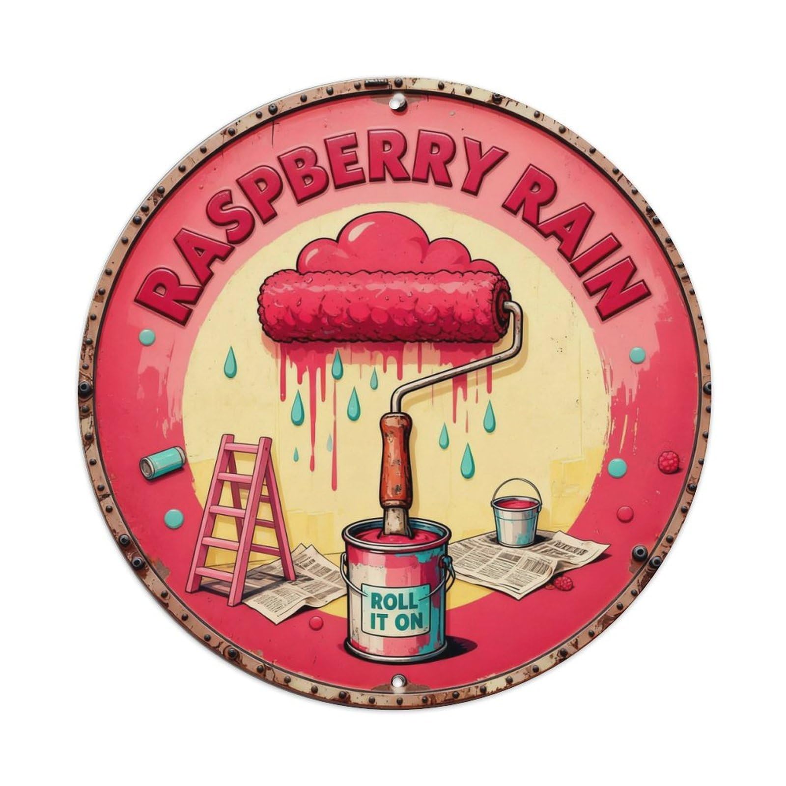 Raspberry Rain Sign Metal Tin Sign Plaque