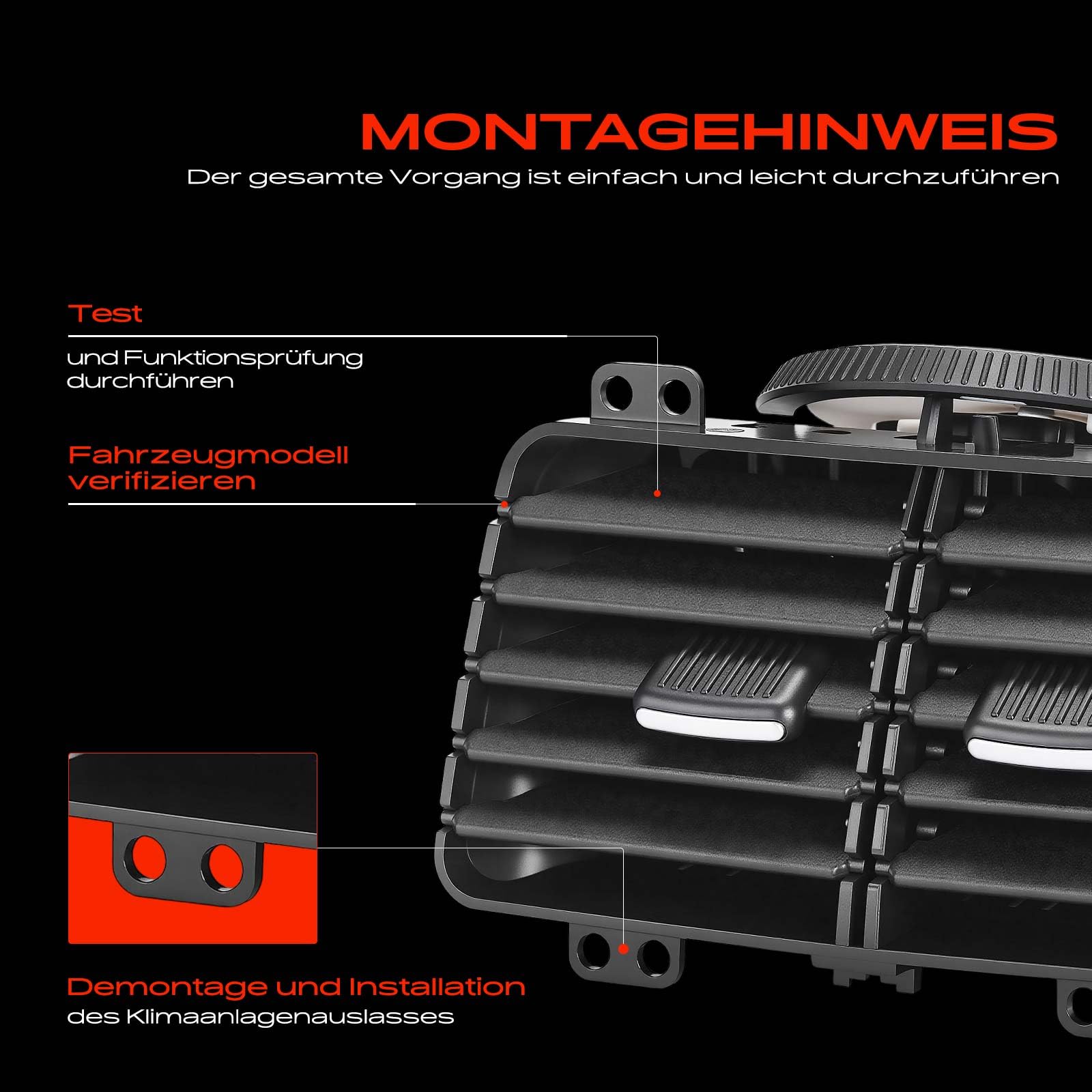 Frankberg Lüftungsdüse Luftauslassdüsen Hinten Kompatibel mit Golf VI 5K1 Golf V 1K1 Golf VI Variant AJ5 Golf Van VI Variant AJ5 Replace# 1K0819203A9B9