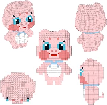 Larcele Micro Building Blocks Animal Set, DIY Mini 3D Building Toy Bricks,1042 Pieces KLJM-10 (Pig)