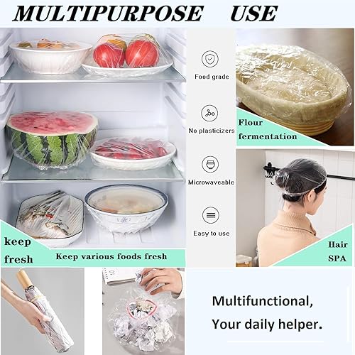 Miniatura 5 de 200 piezas de plástico engrosadas cubiertas para cesta de pan Banneton, cubierta elástica grande de almacenamiento de alimentos, envoltura de