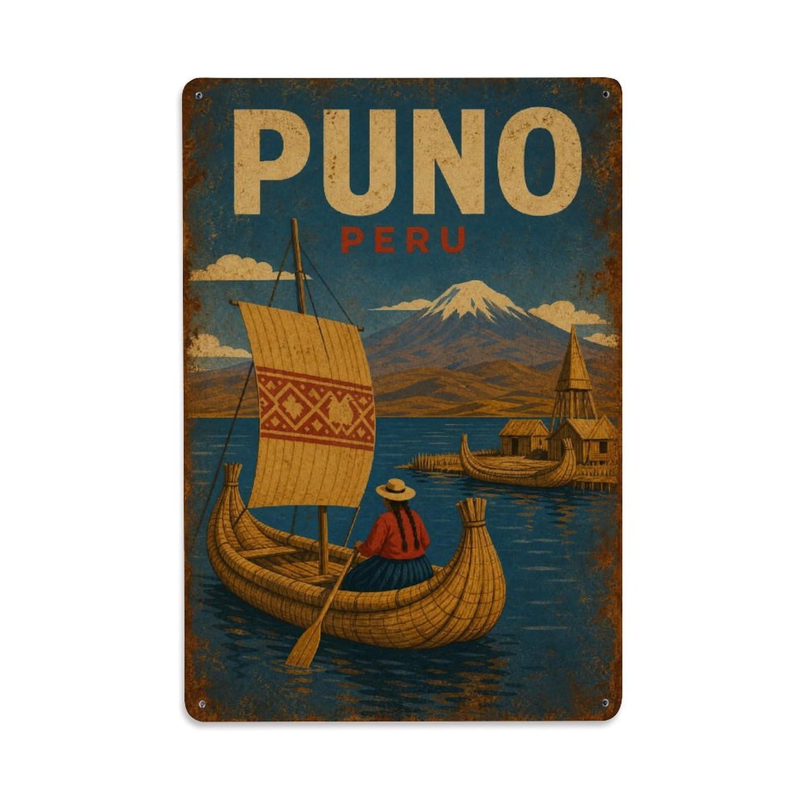 Travel Vintage Peru Puno Metal Tin Sign