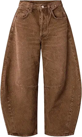 EXLURA Women's Wide Leg Barrel Jeans Y2K Boyfriend Denim Pants