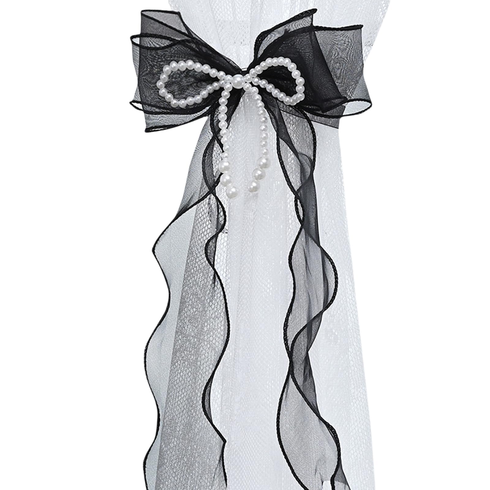 LiRRvb Of 2 White Bowknot Curtain Tiebacks with Beads for Styles and Functionality Decorative Tie Butterfly Holdbacks