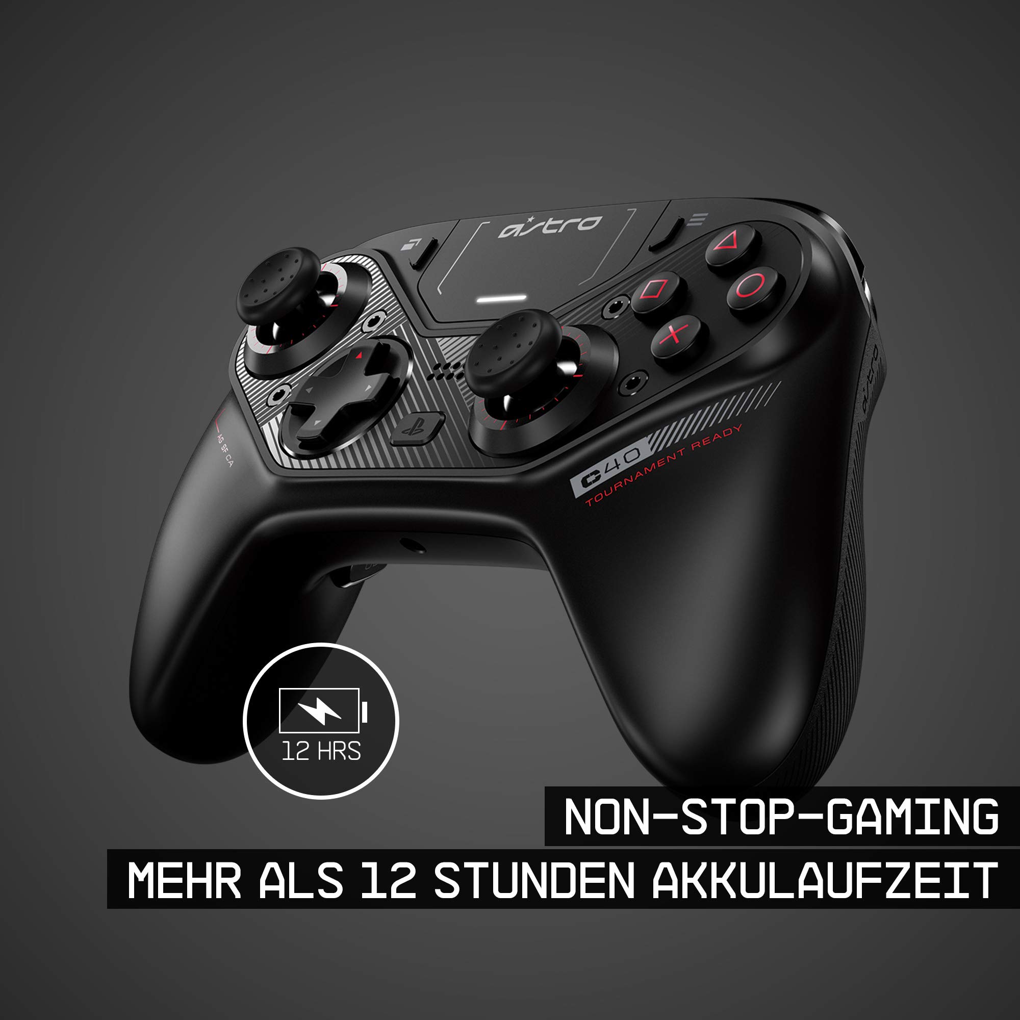 ASTRO Gaming C40 TR-Controller - Kompatibel mit Playstation 4 und PC + Zubehör (Reisetasche, 4 weitere Tastenkappen, Kabelloser USB-Transmitter), Schwarz