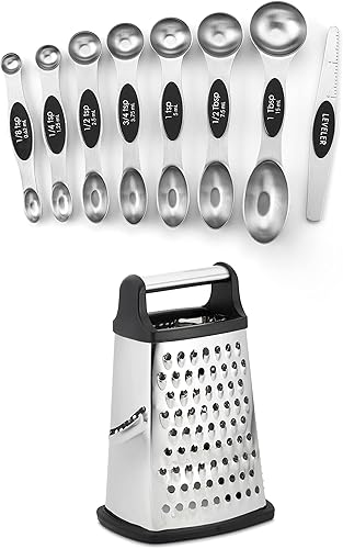 Miniatura 1 de Spring Chef Paquete de rallador de caja profesional XL y cucharas medidoras magnéticas - Negro