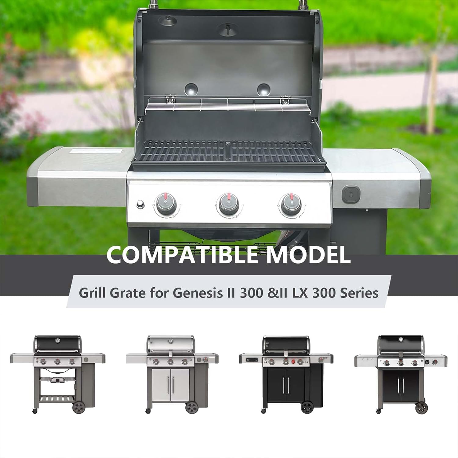 CANDANA Cast Iron Cooking Grates for Weber Genesis II and II LX 300 E310 E315 E330 E335 S310 E340 Grids GS4 Gas Grill Grids Replacement Parts 66095 BBQ