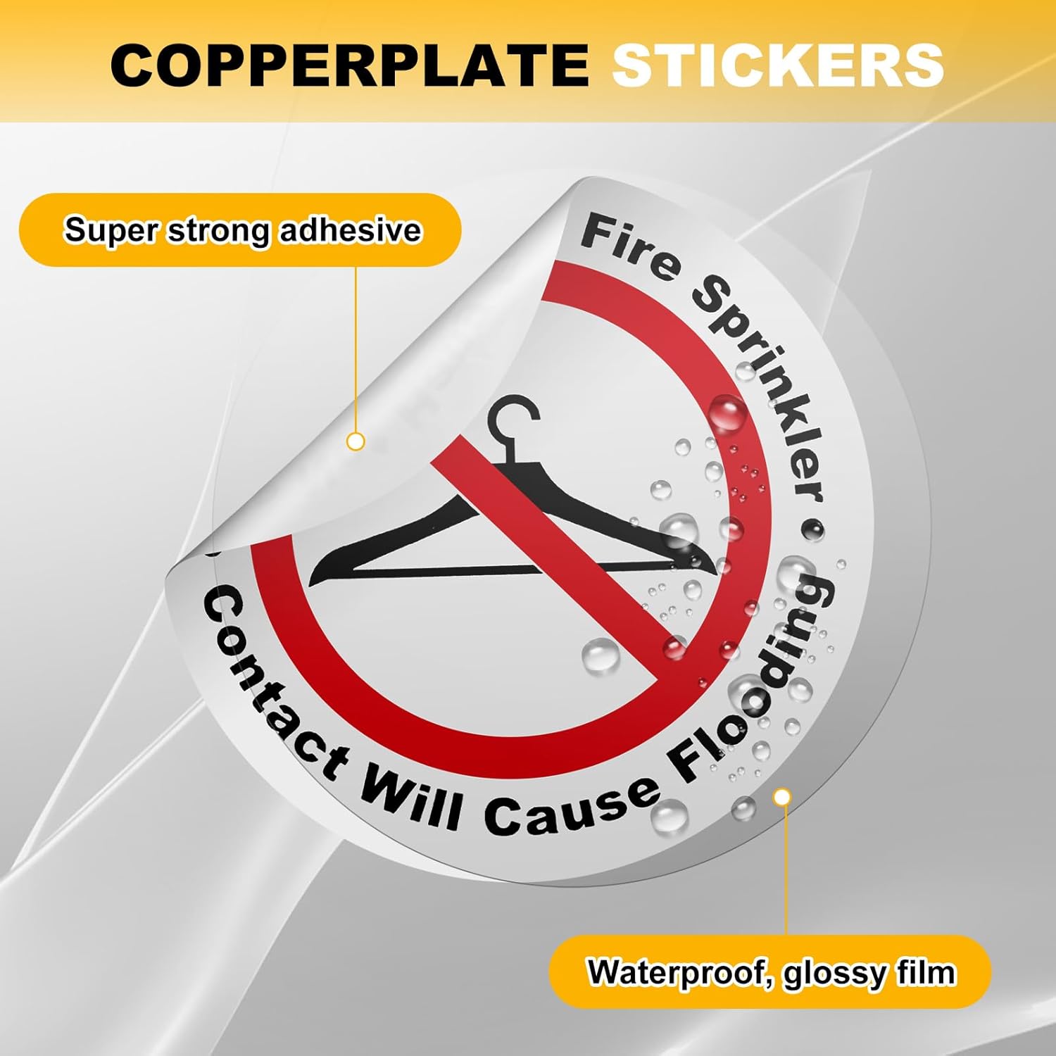 2 Rolls of 300 Pcs Do Not Hang from Fire Sprinkler Sign 3 Inches Adhesive Coated Paper with Grid Backing Stickers Contact Will Cause Flooding Stickers