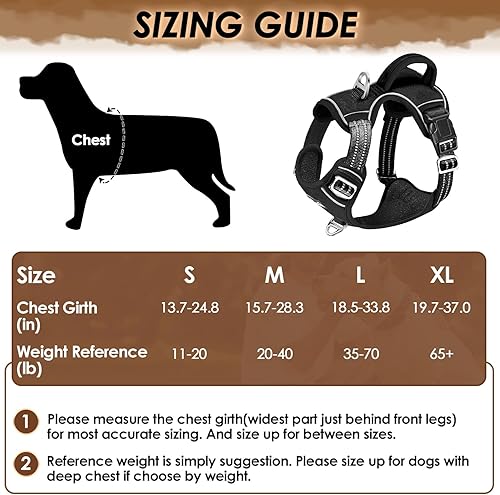 Miniatura 2 de SlowTon Arnés para perro sin tirones, arnés resistente sin estrangulamiento para mascotas, con 2 clips para la correa y mango vertical de fácil