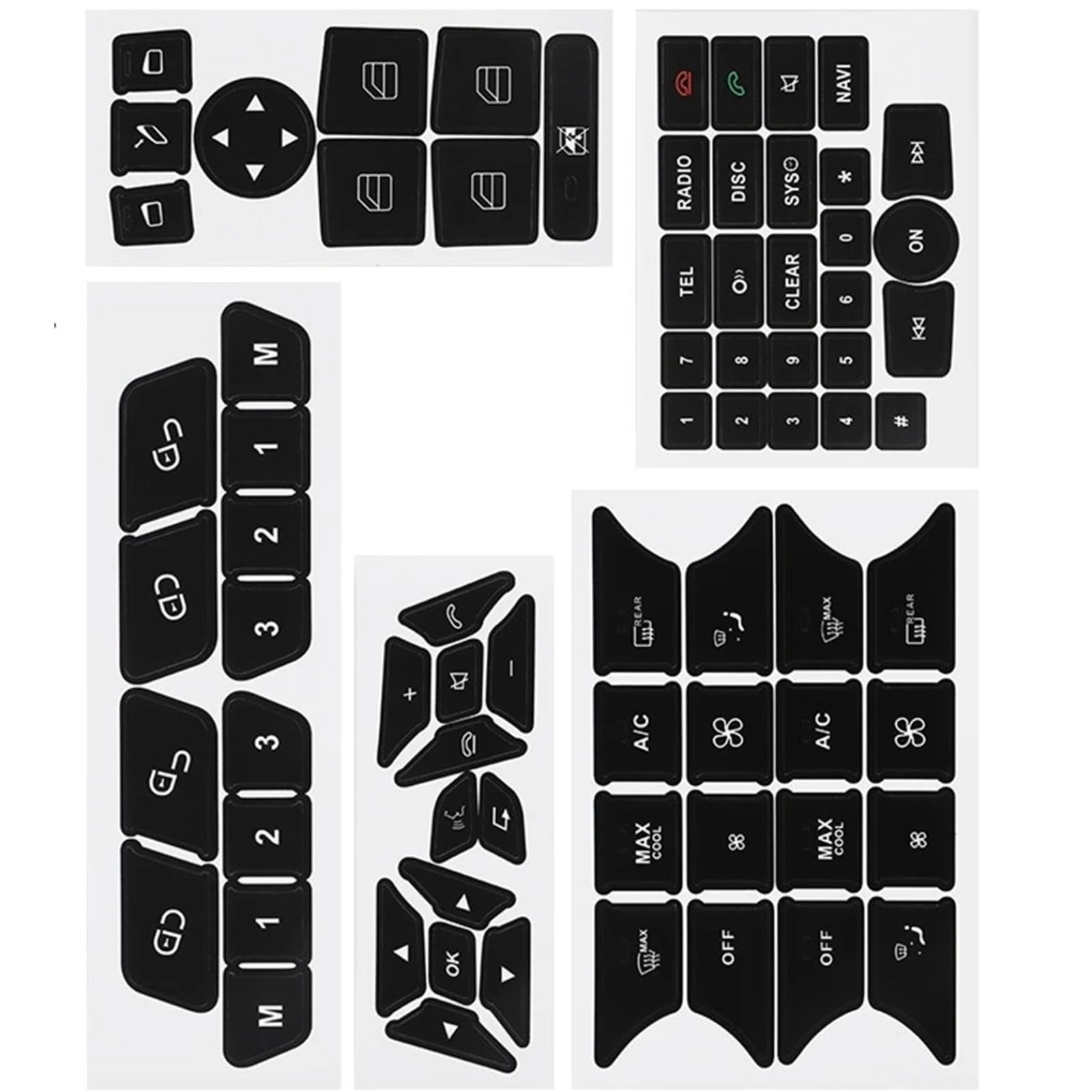 Interior Button Decals Compatible with Benz for R172 for W218 for W212 Interior Button Stickers Car Button Repair Decal A/C Door Upgrade Set