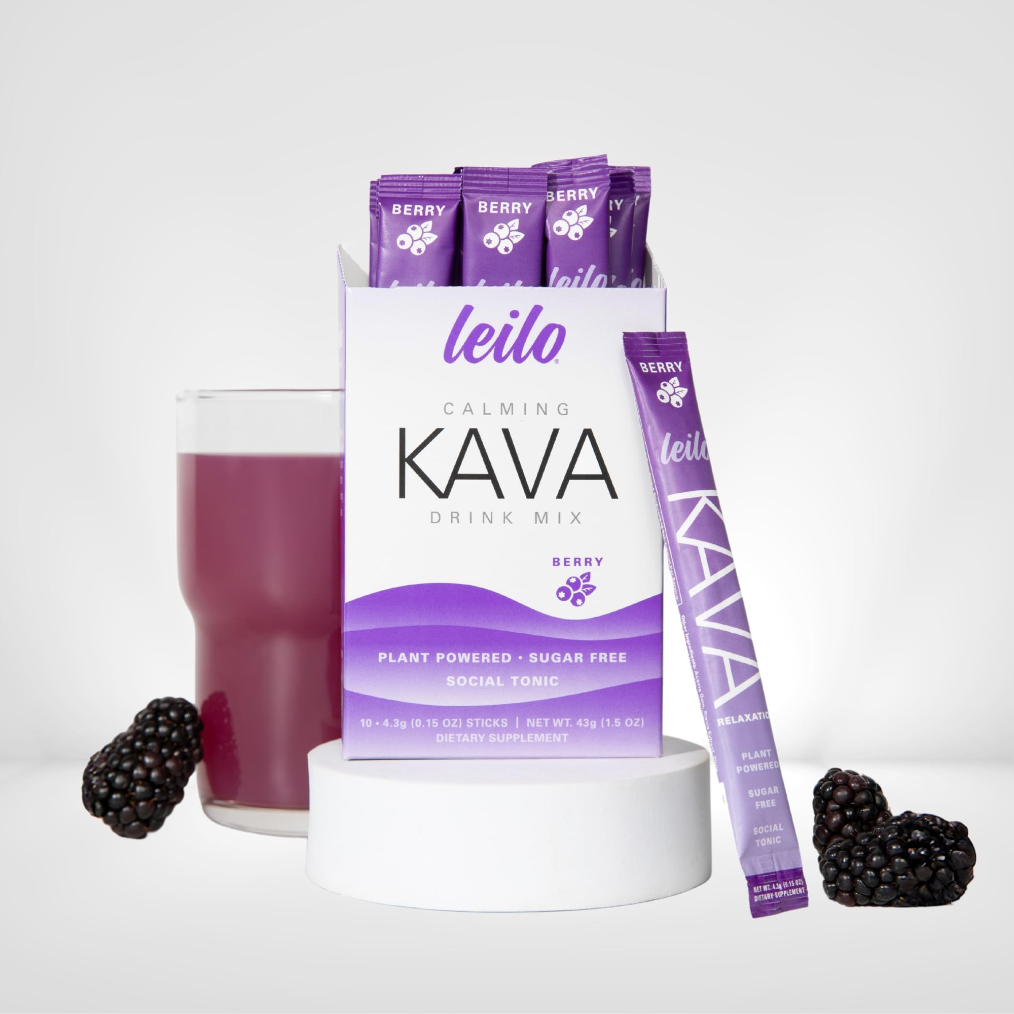 Leilo | Calming Kava Drink Mix | Berry, 10 Stick Packs (Plant-Based Relaxation Powder, Non-Alcoholic, Sugar-Free Herbal Supplement) — Amazon image 7