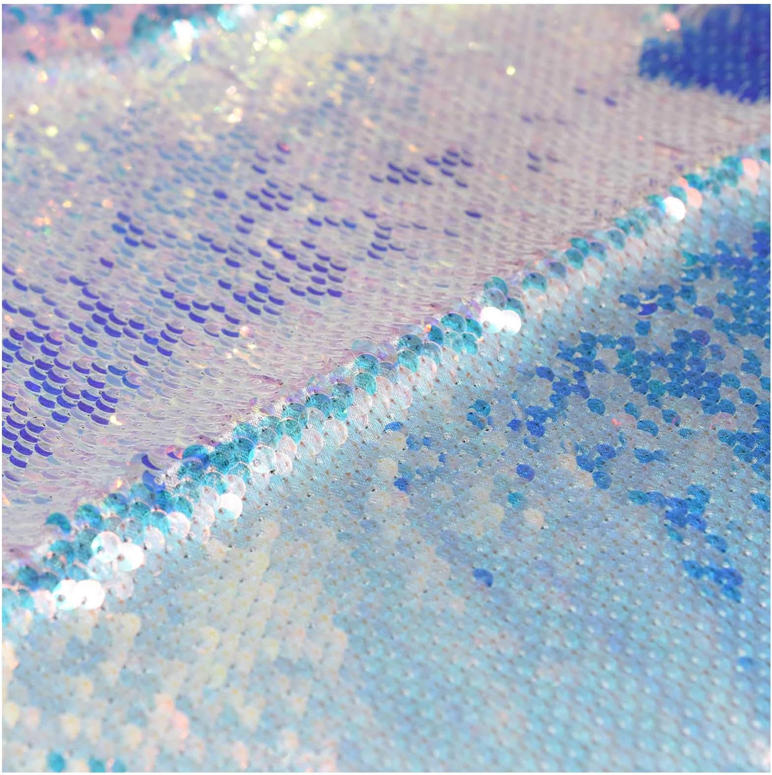 1 Yard Flip Up Sequin Fabric Reversible-Transparent Iridescent Pink Mermaid Sequin Fabric Flip Up Two Way Stretch Shimmer for Evening Dress/Wedding Party Decoration ¡­
