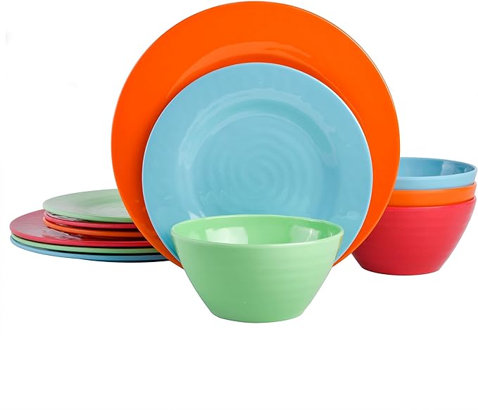 Gibson Home Brist Melamine Plastic Dinnerware Set, Service