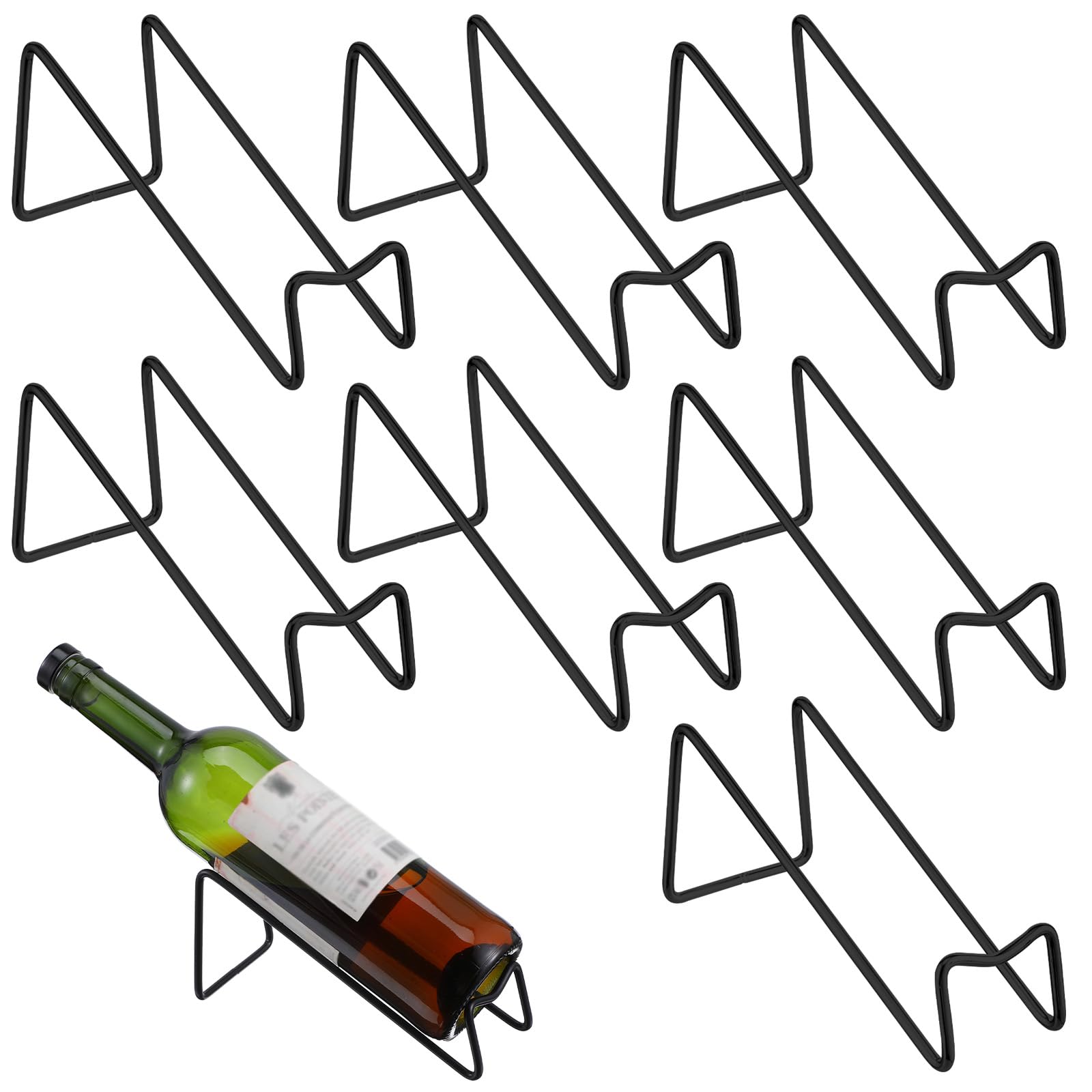 8pcs Single Wine Bottle Rack, Metal Tabletop Wine Display Racks, Stylish-Wine Bottles Organizer, Black Simple Style Single Bottle Champagne Rack, for