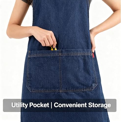 Miniatura 2 de Delantal Jour para adultos, delantal de algodón ligero con bolsillo frontal, delantales traseros cruzados para mujeres y hombres, delantal de cocina