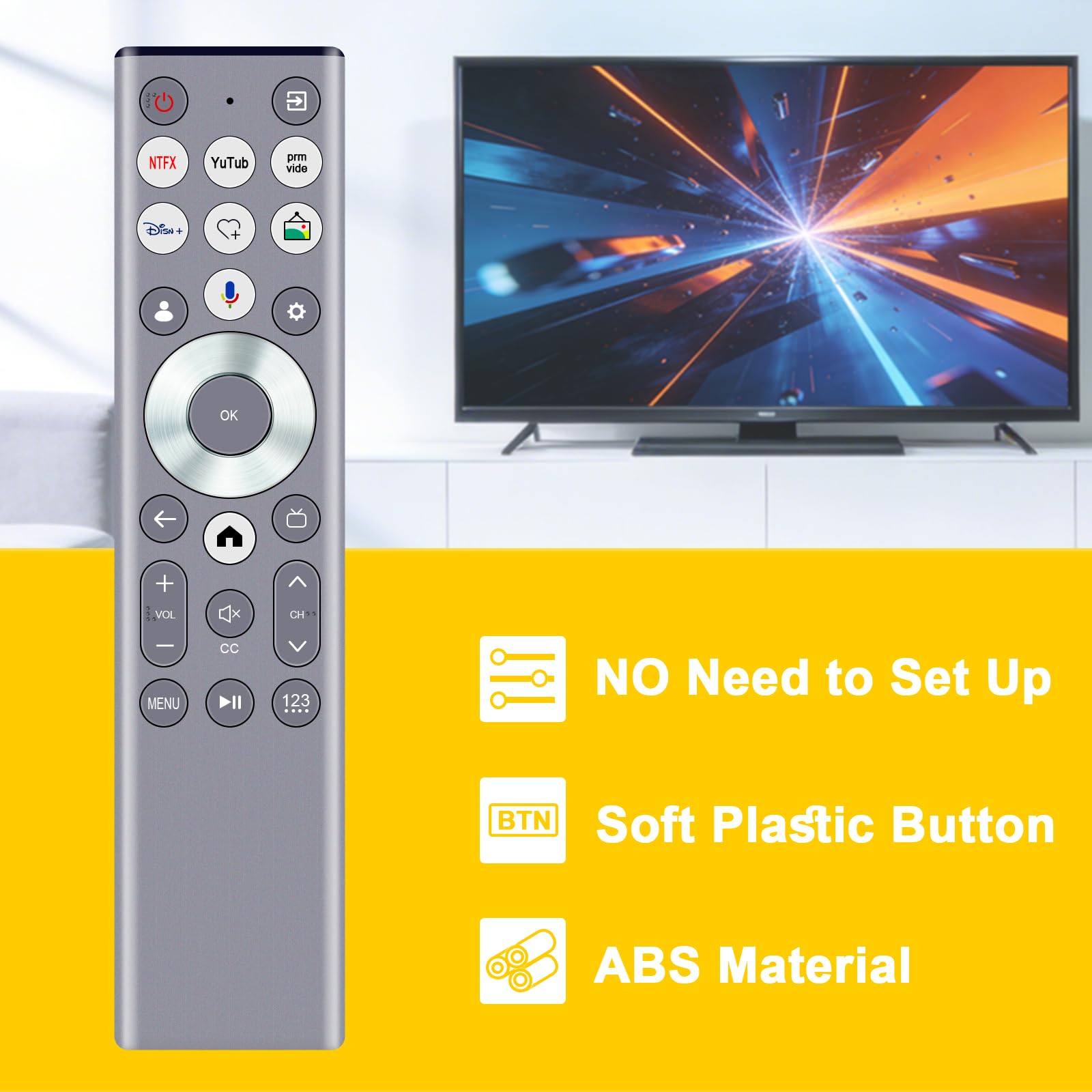 ERF6G80H Telecomando di ricambio vocale -ALLIMITY- Adatto per Hisense Vision HDR Smart TV 2024 Modello S7N Canvas Series TV ERF6G80H Telecomando ERF6G80H 55S7N