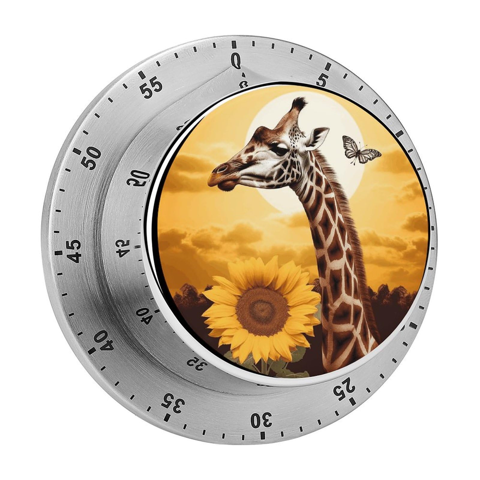 Giraffe and Sunflower Kitchen Timers for Cooking Chef Stainless Steel Timer Clock with Loud Alarm Mechanical 60 Minute Wind Up Timers No Batteries Required Manual Countdown Timer
