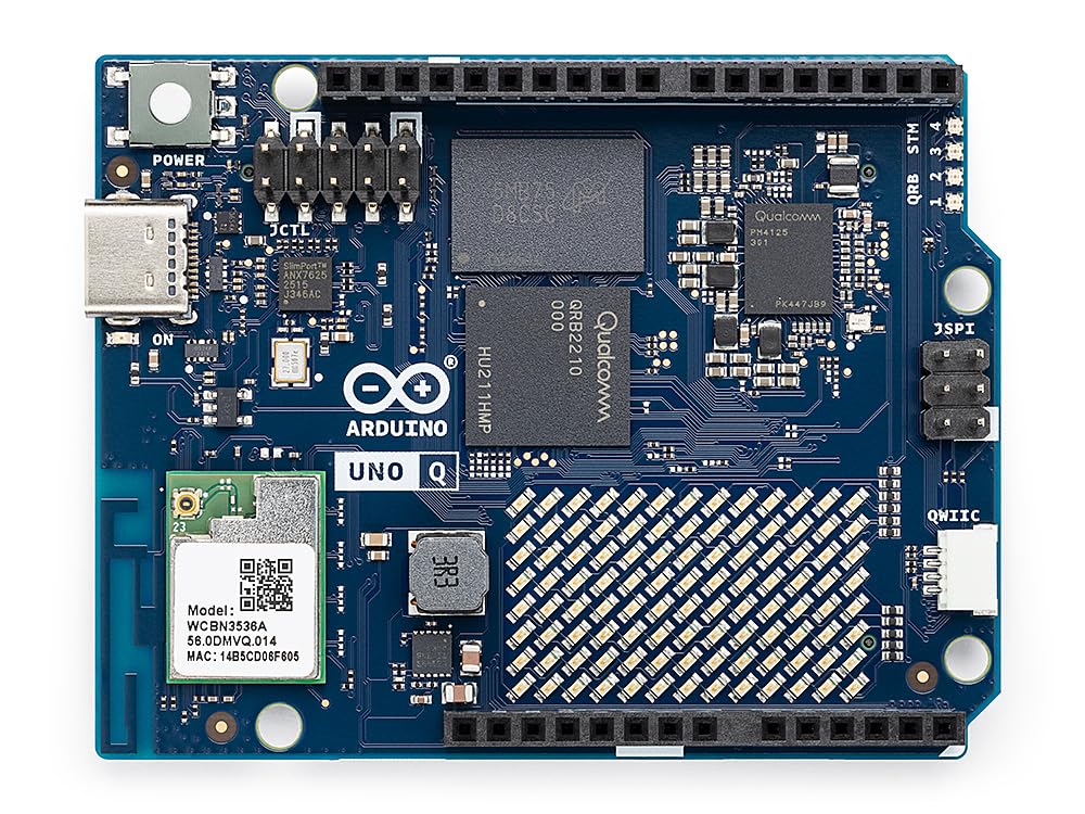 Arduino® UNO™ Q 2GB[ABX00162] - Carte Hybride, microprocesseur Qualcomm Dragonwing QRB2210 (MPU) et microcontrôleur STM32U585 (MCU), AI Vision, Voice, IoT, Robotics, Linux Debian OS, Wi-FI 5, USB-C