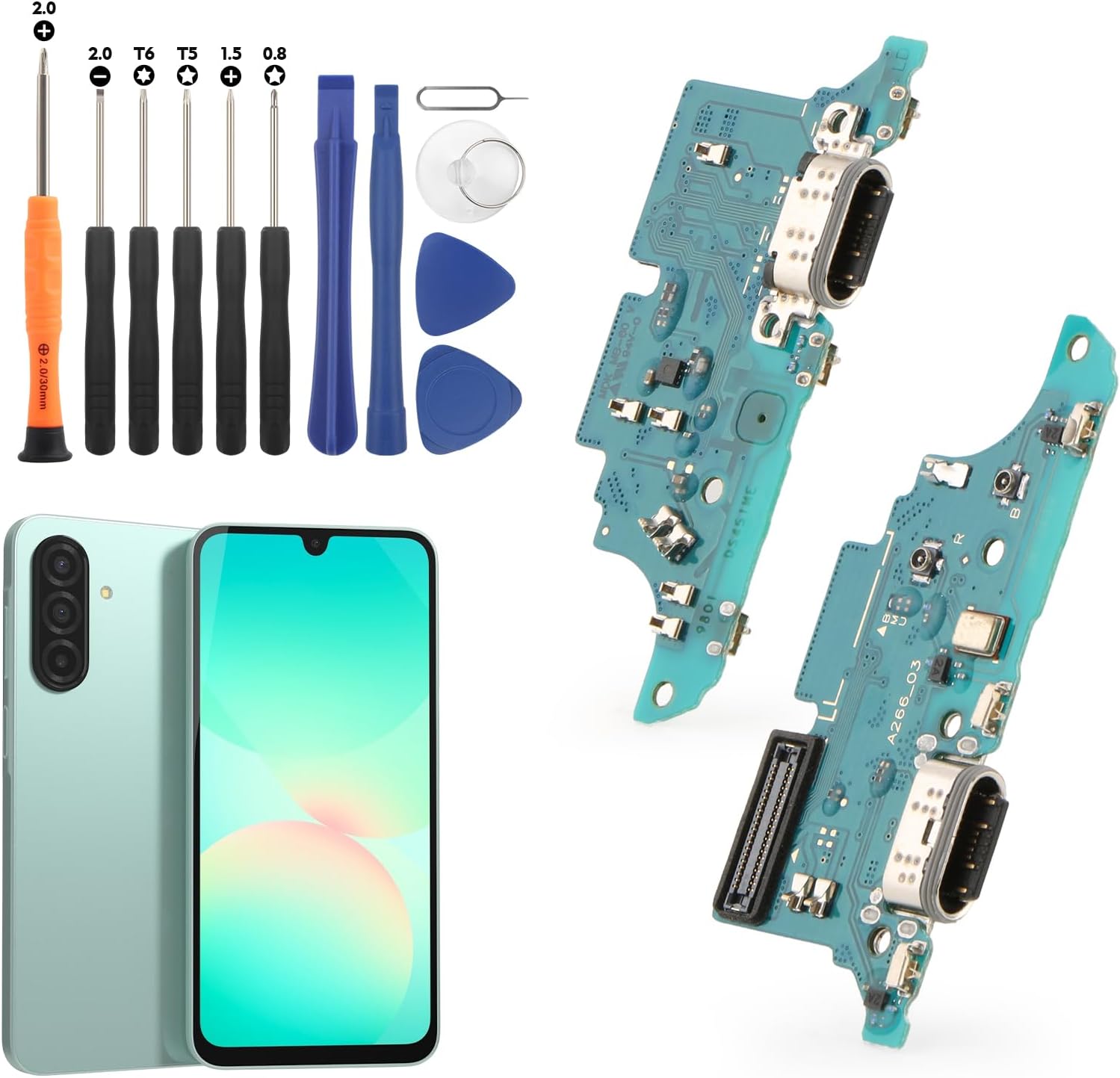 Dock Connector for Samsung Galaxy A26 5G Charging Port Flex Cable Replacement for Samsung Galaxy A26 5G A266U A266E A266B USB Charger Dock Board Connector with Tools(Black)