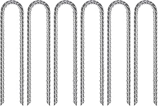 Ground Stakes, AGPtEK 6 Packs 12 Inch U-Shaped Rebar Stakes, Galvanized Steel Trampoline Wind Stakes Heavy Duty, Rebar Anchor Garden Stakes Camping Tent Stakes