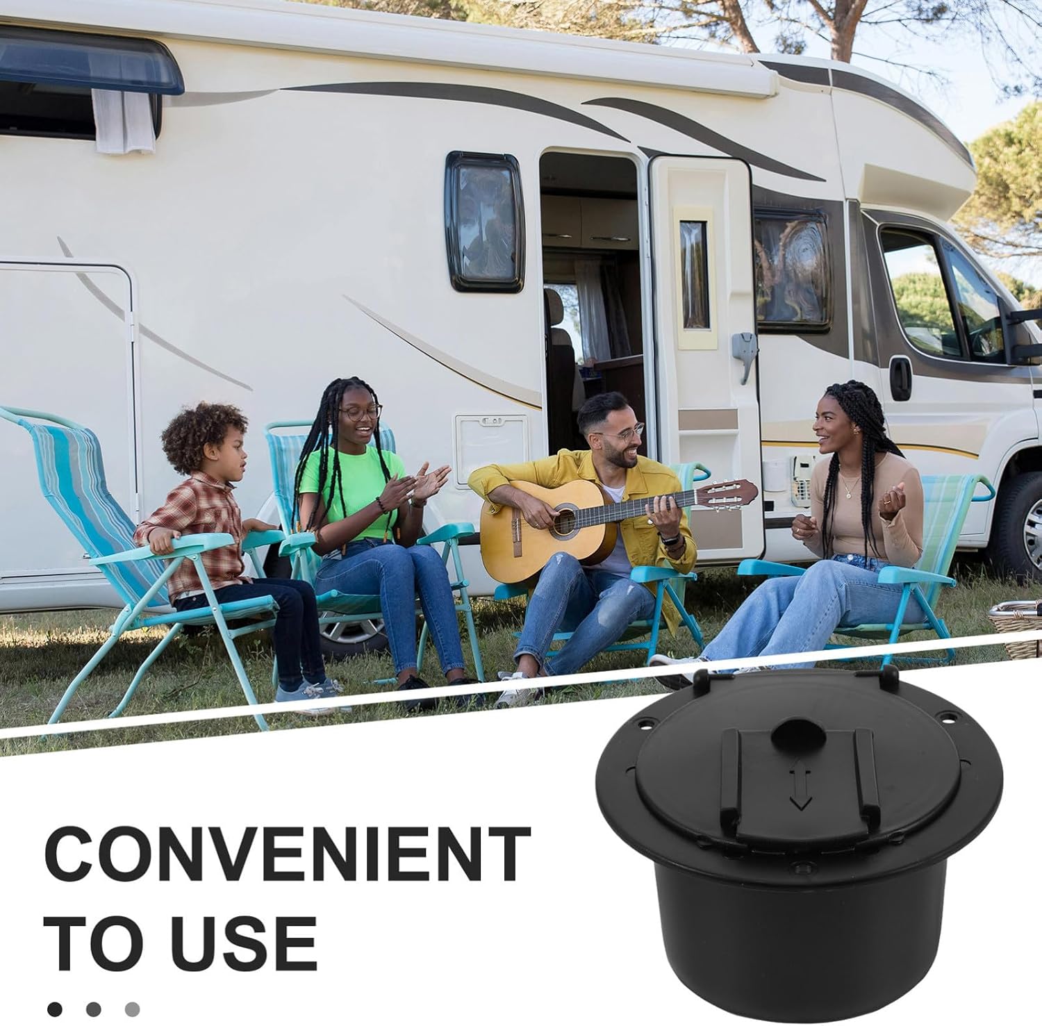 Mikinona Black Round Electric Cable Hatch Cover for Rv and Yacht, Wire Storage Box with Cord Management, Sturdy Black Rv Hatch Accessory for Outdoor Power Cord Protection
