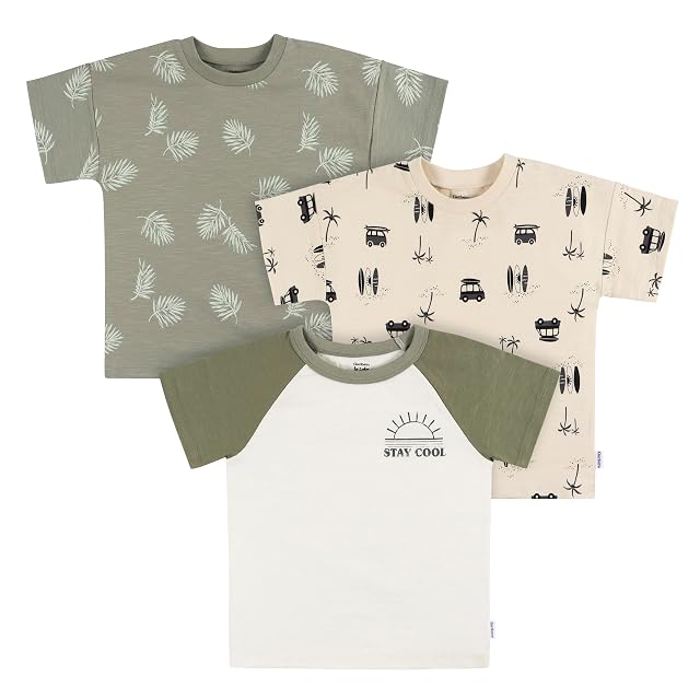 Gerber baby-boys Toddler 3-pack Short Sleeve Pocket Tees