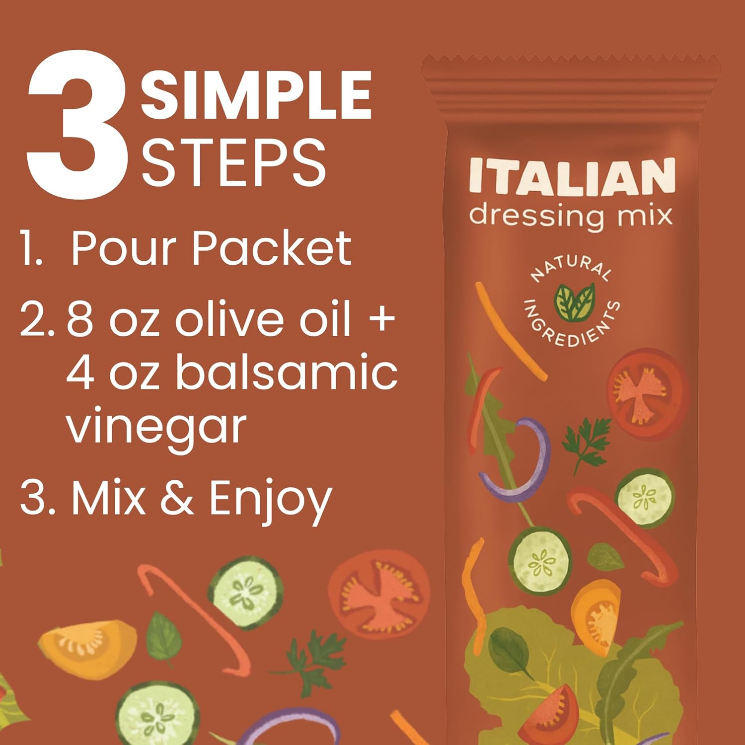 Salad Maker Italian Salad Dressing Seasoning Packet – All-Natural, Clean Ingredients, Keto, Vegan, Dairy-Free, Sugar-Free, Quick & Easy Powder Mix - 15 packets