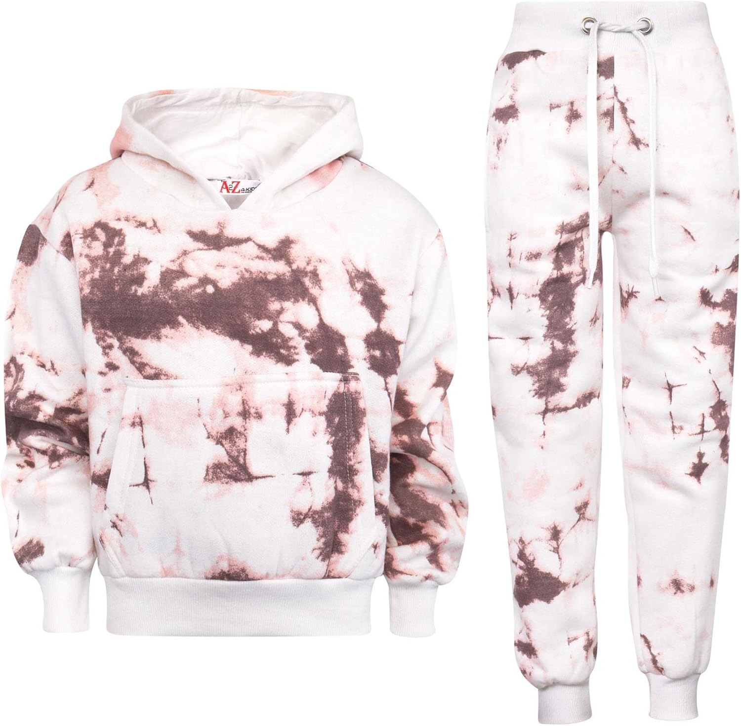 Kids Cropped Rust Tie Dye Tracksuit Hoodie Jogging Sweatpants Girls Age 5-13 Yrs