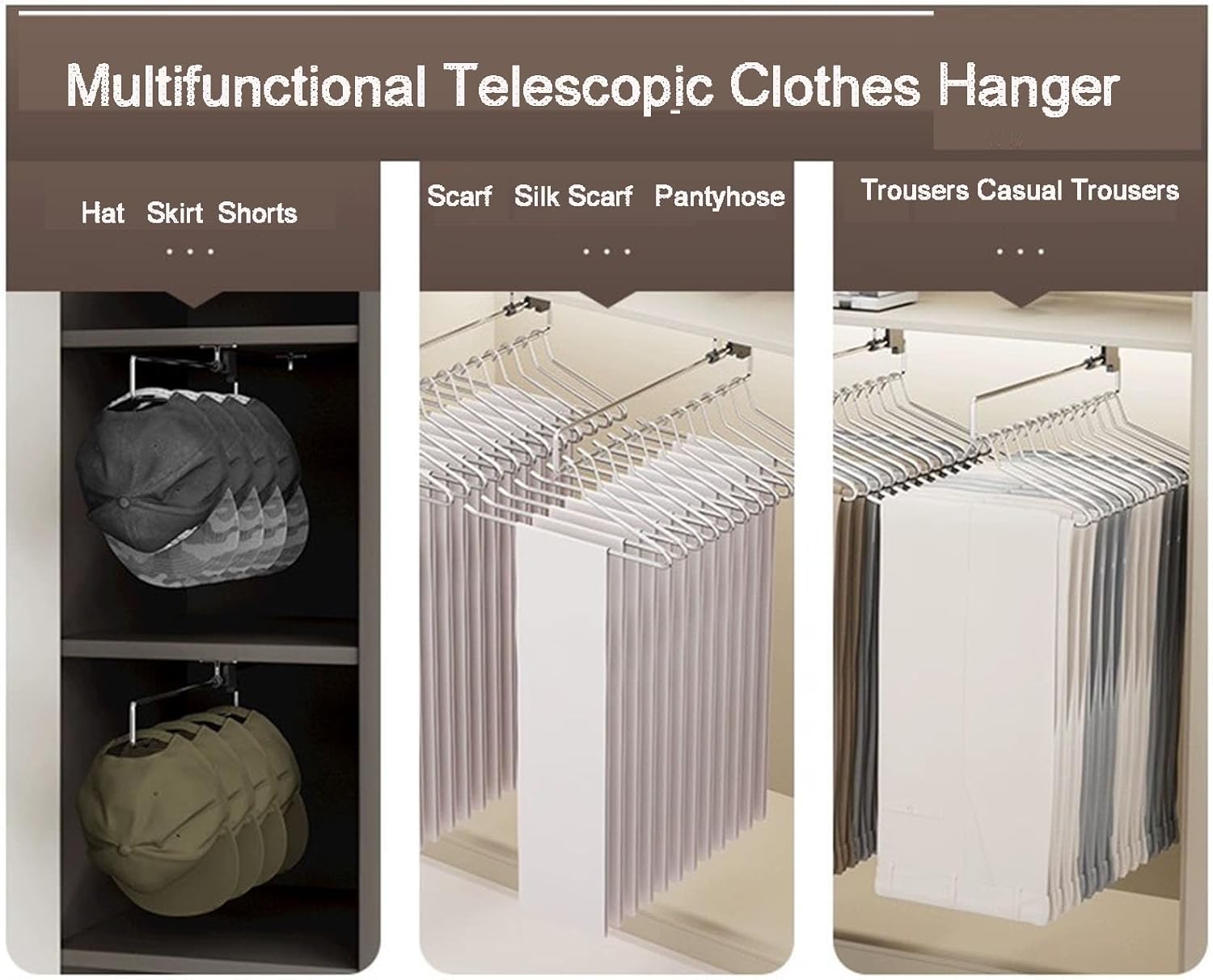 Space-Saving Retractable Pants Hanger, Pull-Out Wardrobe Trousers Rack for Jeans, 250mm Closet Organizer, Efficient Clothing Storage Solution