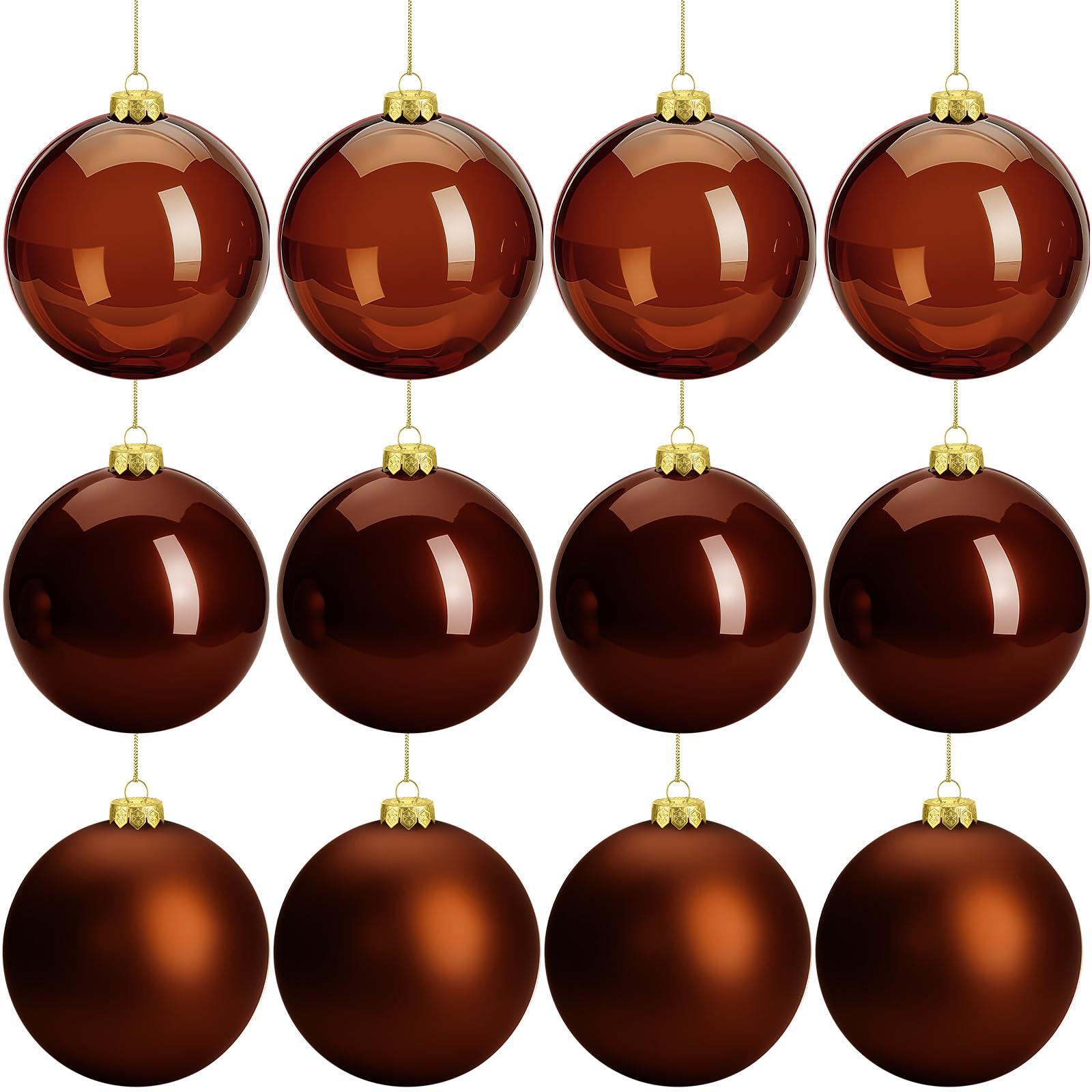 Boules de Noël haut de gamme Halloscume en plastique incassable marron