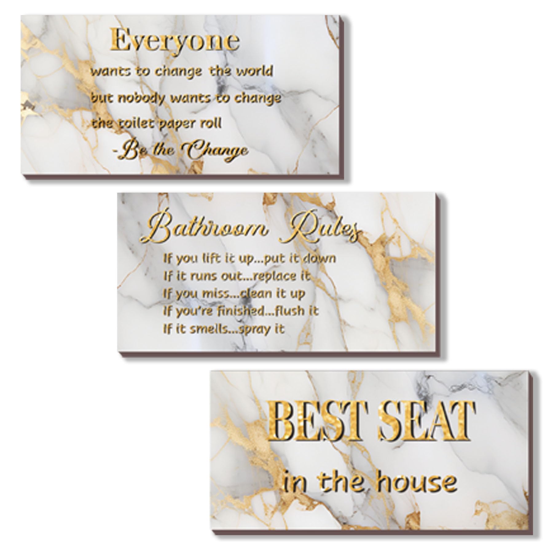 DONFENTHY 3 Pieces White Gold Bathroom Decor