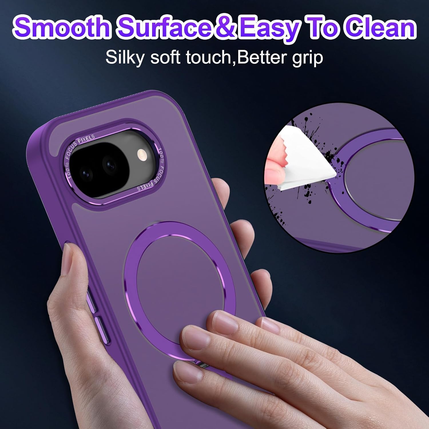 for Google Pixel 10A Case | Magnetic Kickstand Ring | Fit for MagSafe | Military-Grade Shockproof Protection | Slim Translucent Matte Cover, Deep Purple