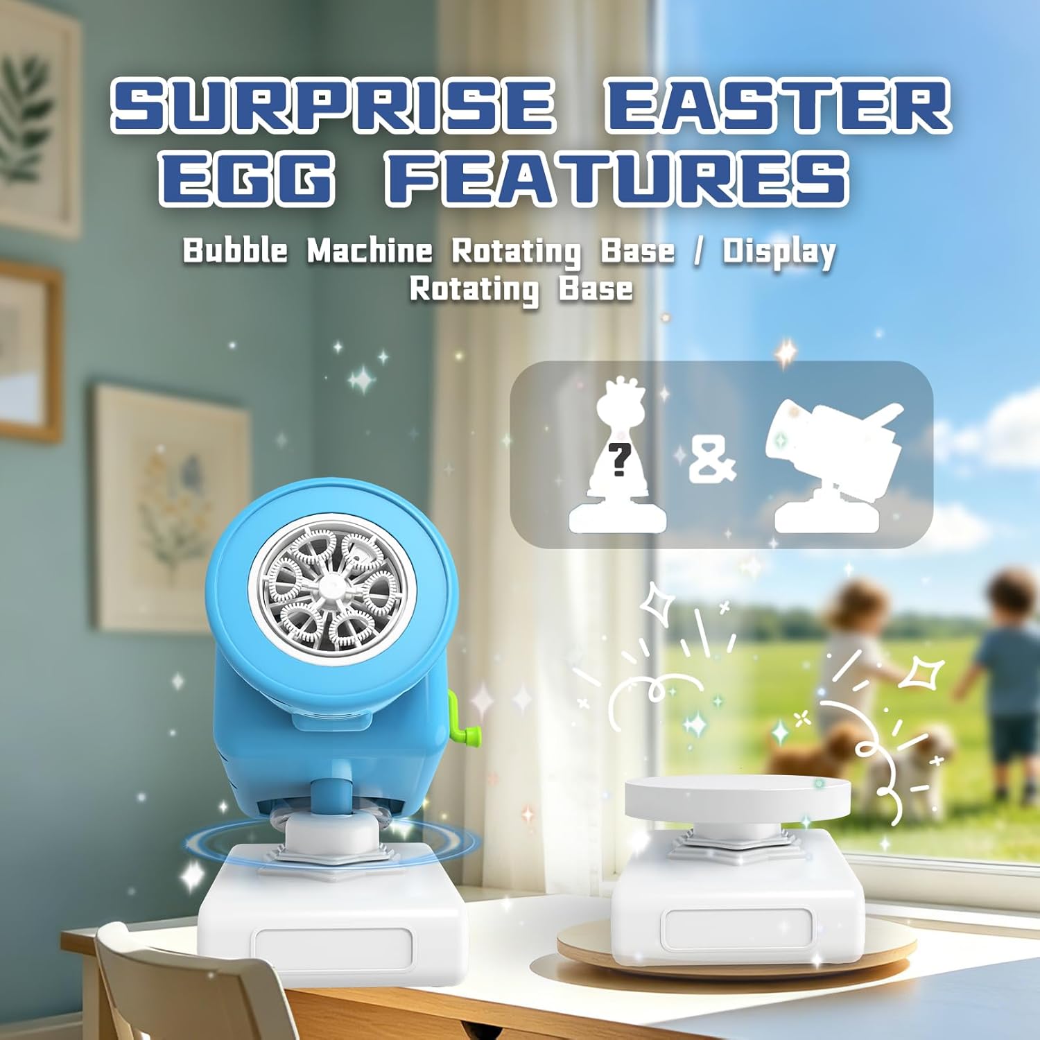 Bubble Live Camera-Style Bubble Machine with Tripod Stand, USB Rechargeable, Blue and Green, Kids Outdoor Toy Easter, Children's Day, Wedding, Party Kids Gifts