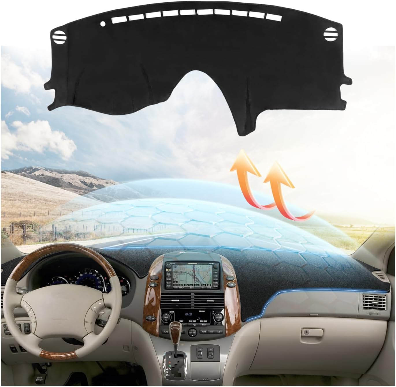 Cartist Dash Cover for Toyota Sienna 2004 2005 2006 2007 2008 2009 2010 Dashboard Cover Mat Non-Slip Pad Carpet Sunshield Protector