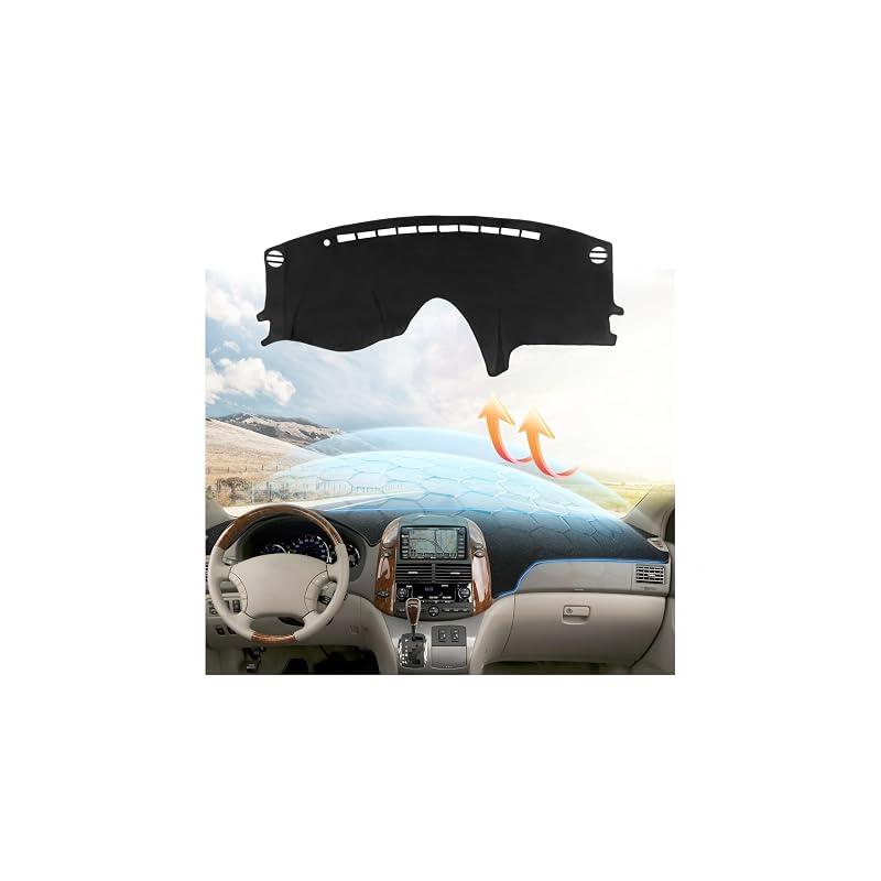 CARTIST Capa para Painel em Camurça para Toyota Sienna 2004 a 2010 Preta