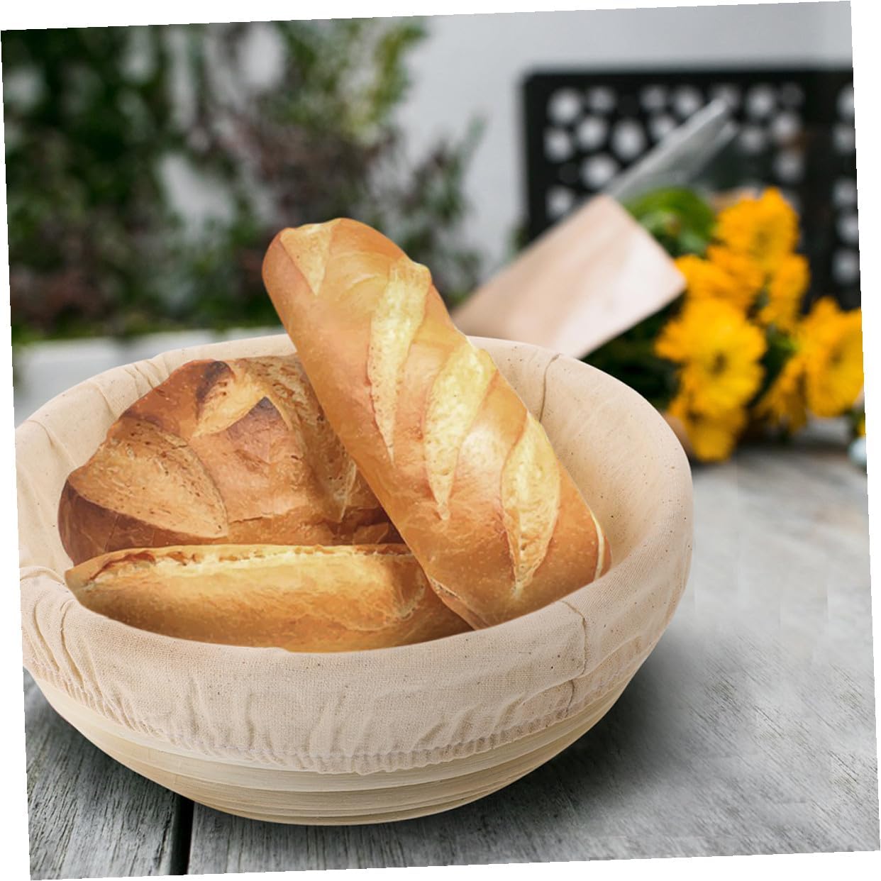 Bread Proofing Basket with Liner round Rattan Dough Baking Basket 23x9cm Natural Woven Bread Baking Tool and Artisan Sourdough