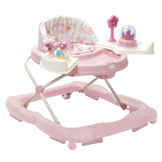 Disney Baby Princess Walker with Wheels, Pink Baby Walkers and Activity Center for Infants